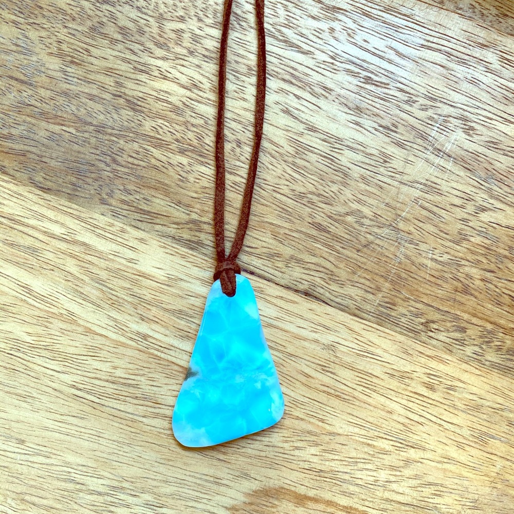 Turquoise and leather surfer-girl necklace